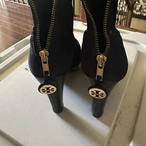 Tory Burch Black and Gold Heeled Boots